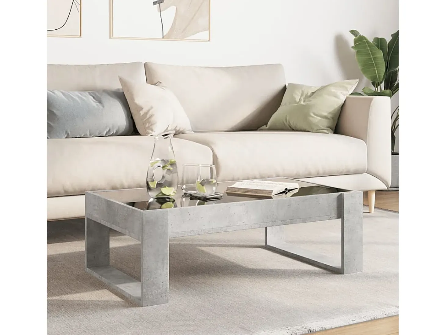 Mesa de centro con Infinity LED gris hormigón 90x53x30 cm