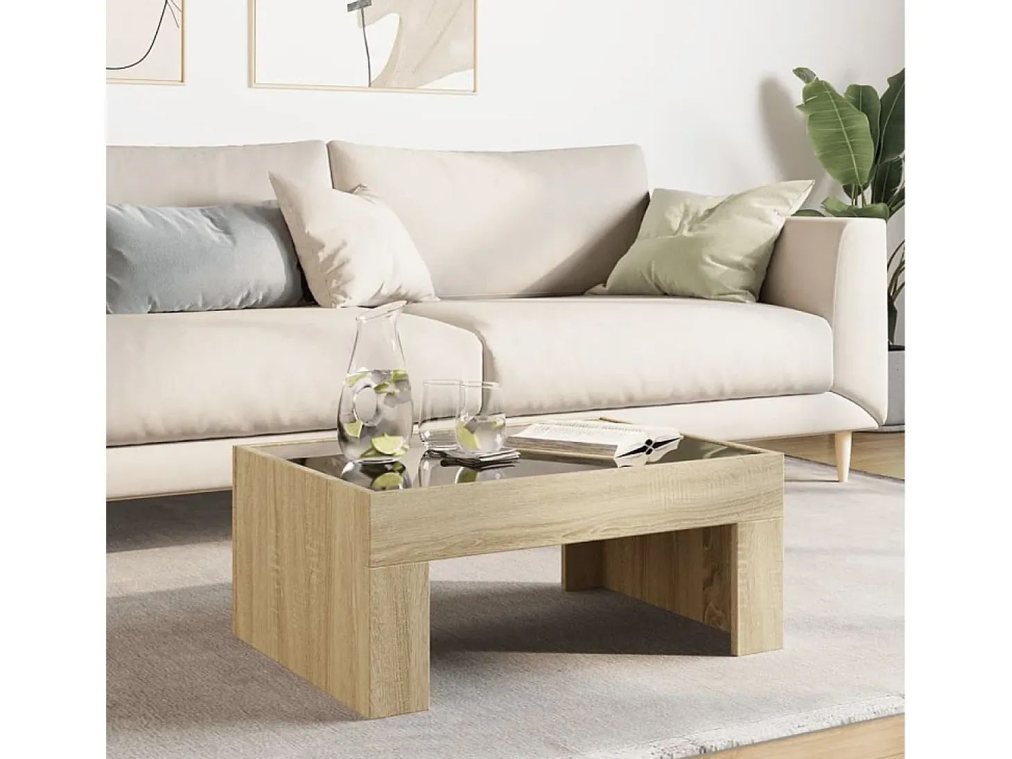 Mesa de centro con Infinity LED roble Sonoma 70x50x30 cm