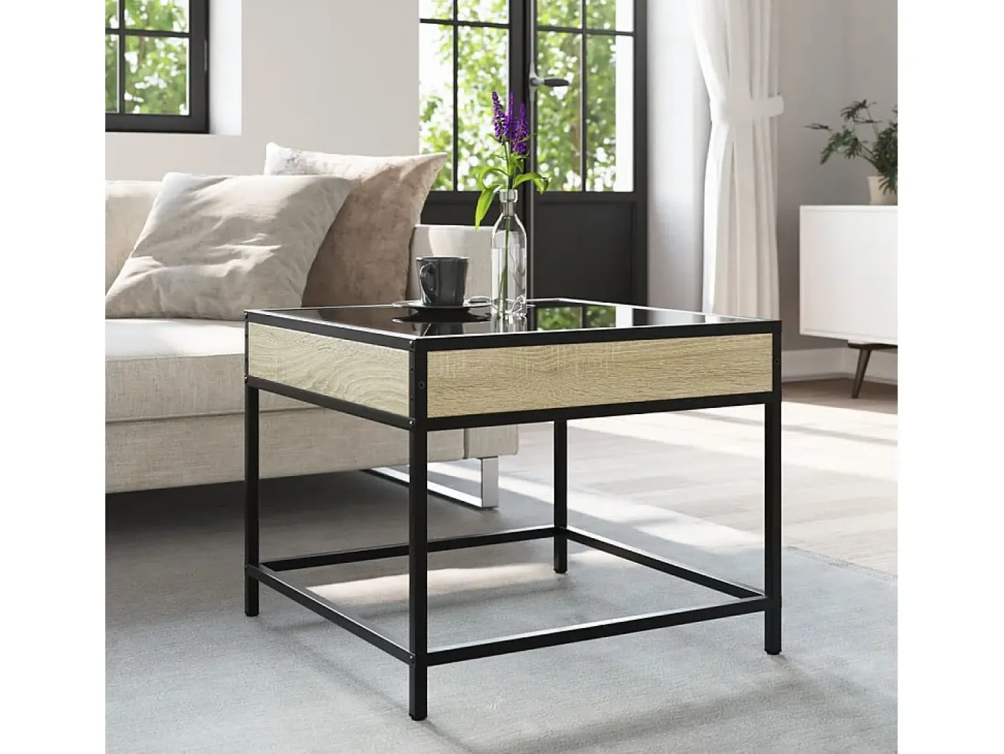 Mesa de centro con Infinity LED roble Sonoma 50x50x41 cm