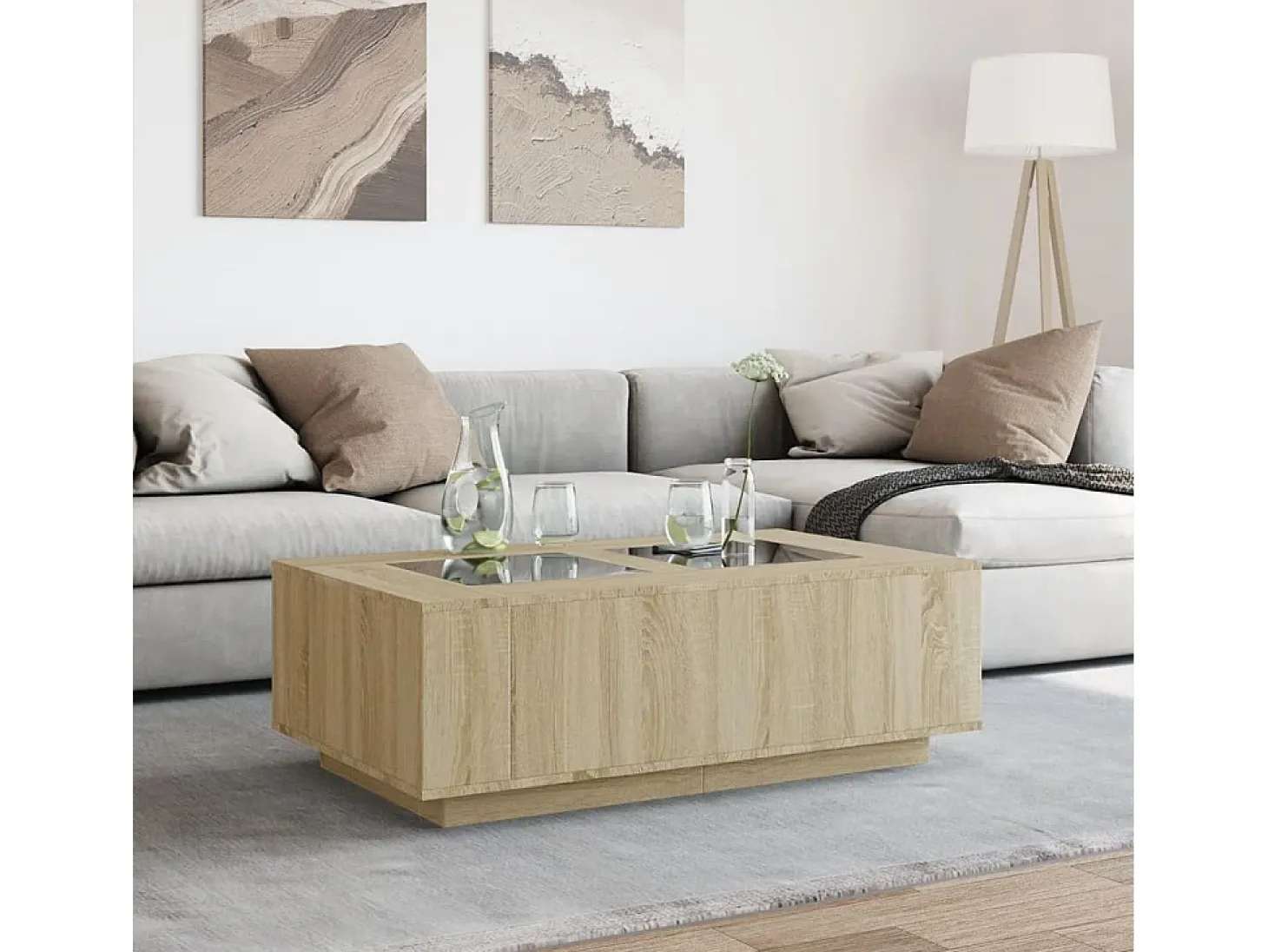 Mesa de centro con Infinity LED roble Sonoma 116x69x40 cm