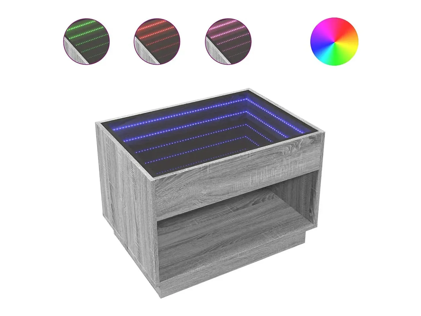 Mesa de centro con Infinity LED gris Sonoma 70x50x50 cm