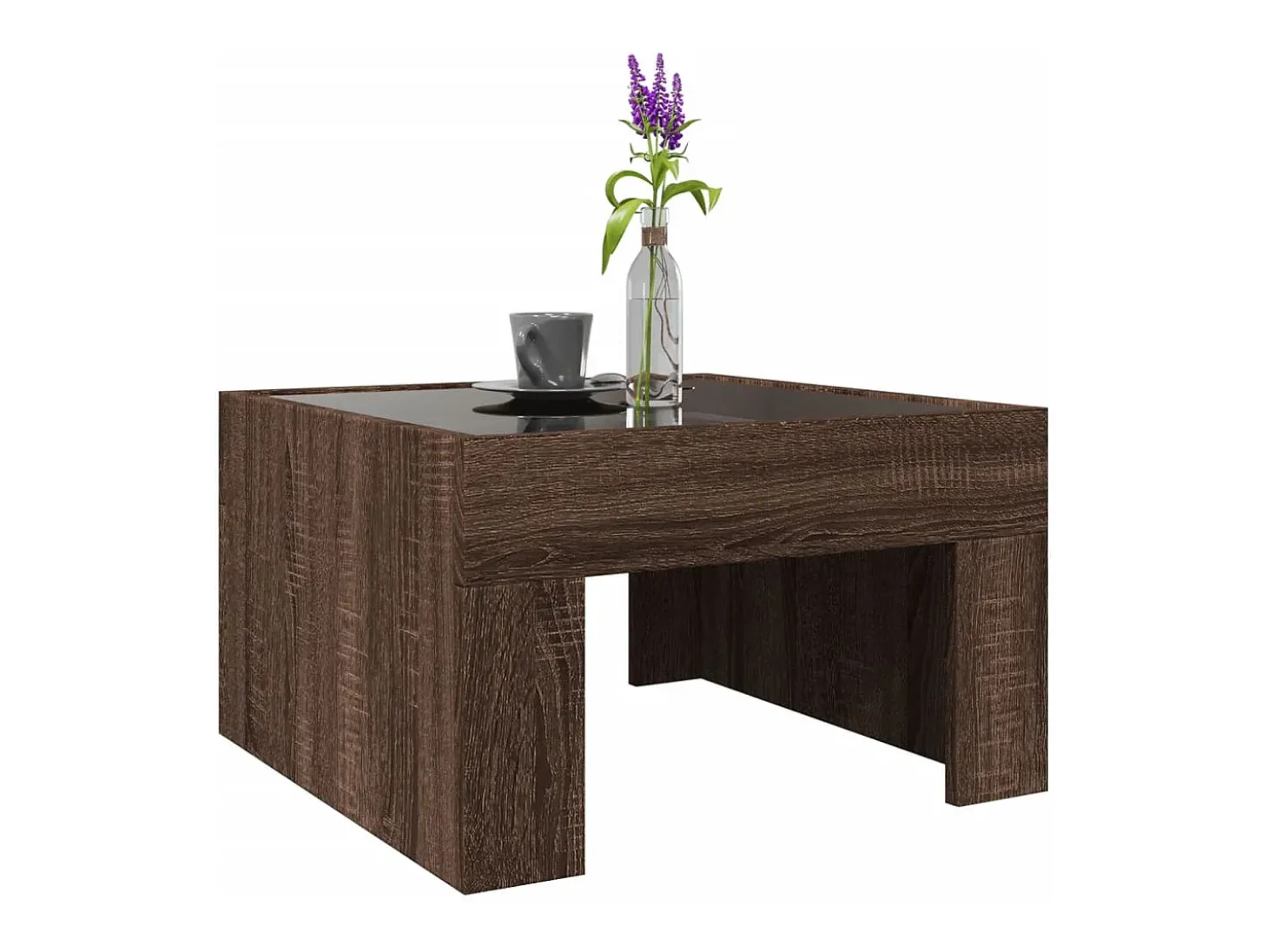 Mesa de centro con Infinity LED marrón roble 50x50x30 cm