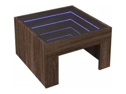 Mesa de centro con Infinity LED marrón roble 50x50x30 cm