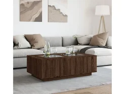 Mesa de centro con Infinity LED marrón roble 116x69x40 cm