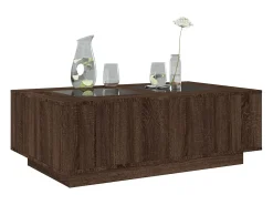 Mesa de centro con Infinity LED marrón roble 116x69x40 cm