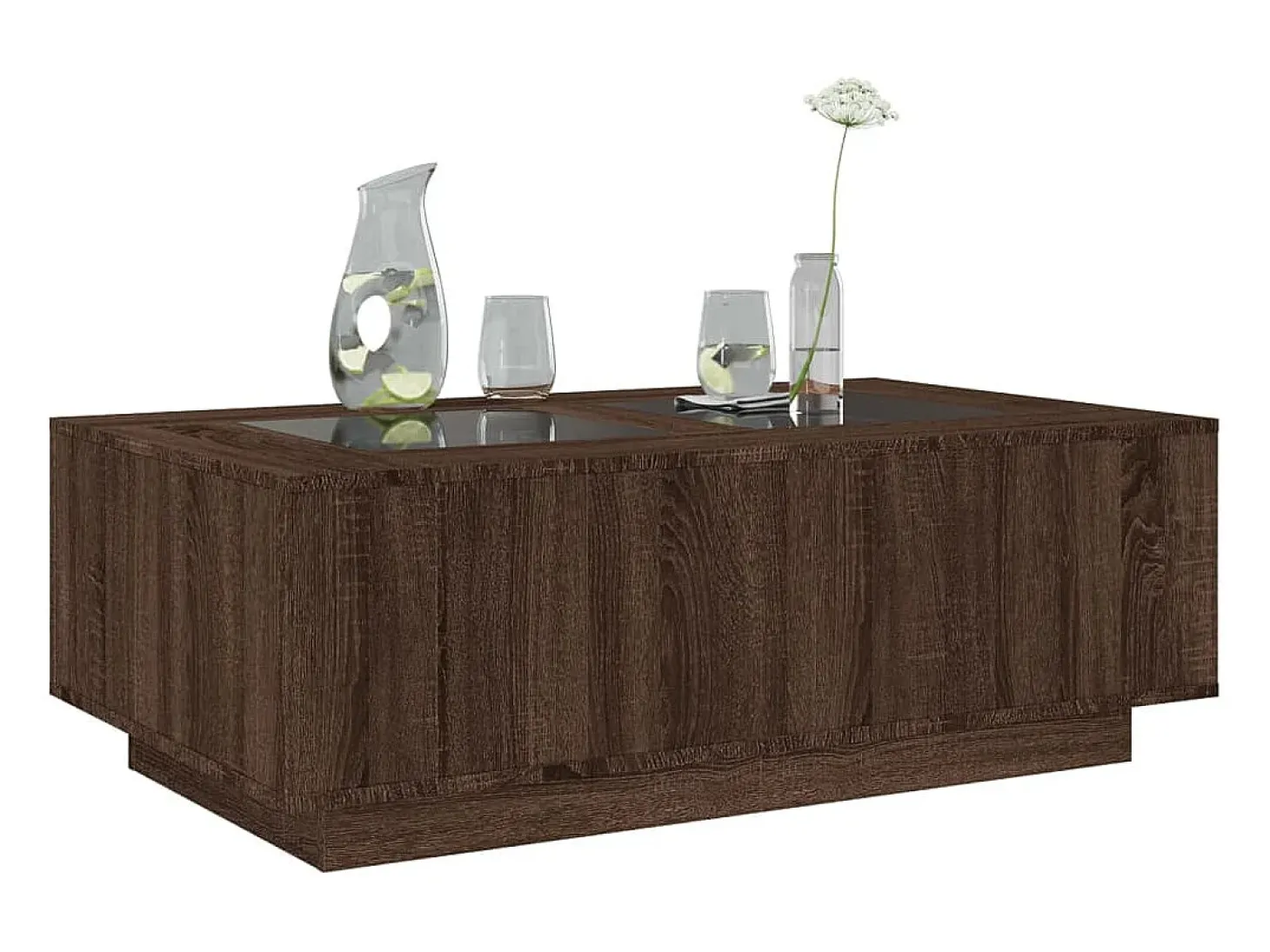 Mesa de centro con Infinity LED marrón roble 116x69x40 cm