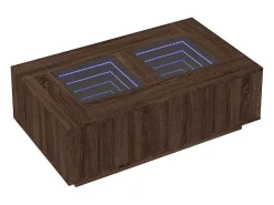 Mesa de centro con Infinity LED marrón roble 116x69x40 cm