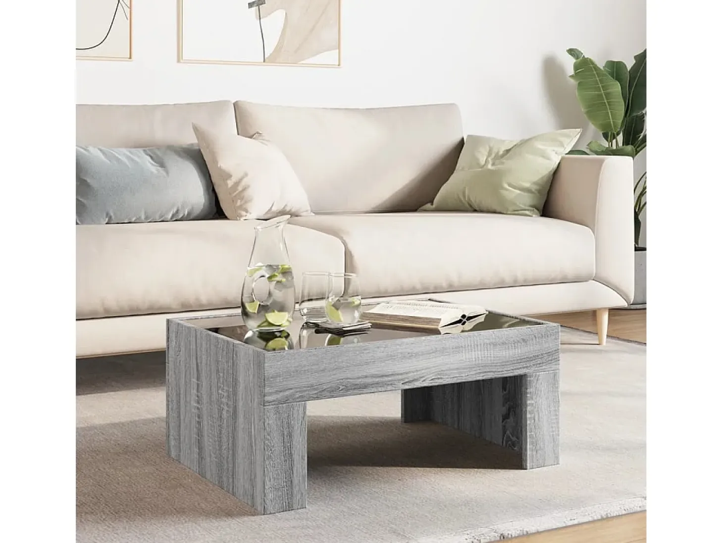 Mesa de centro con Infinity LED gris Sonoma 70x50x30 cm