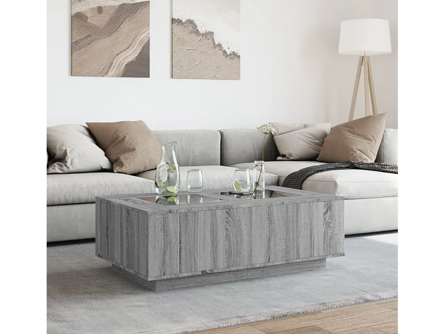 Mesa de centro con Infinity LED gris Sonoma 116x69x40 cm