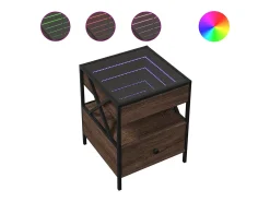 Mesa de centro con Infinity LED marrón roble 40x40x51 cm
