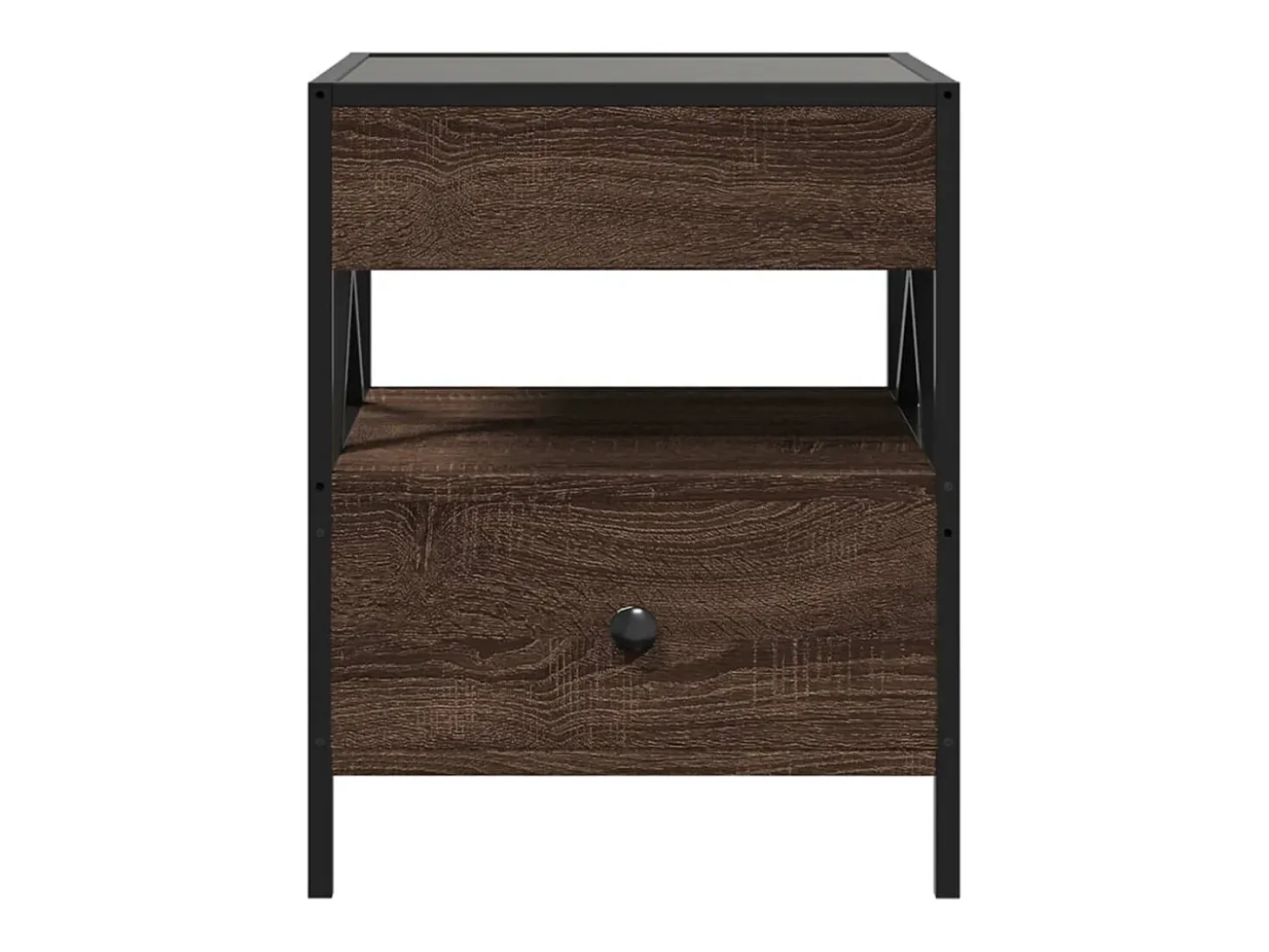 Mesa de centro con Infinity LED marrón roble 40x40x51 cm