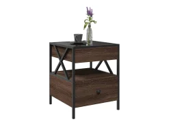 Mesa de centro con Infinity LED marrón roble 40x40x51 cm