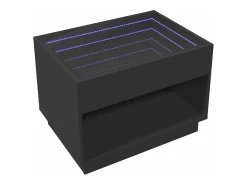 Mesa de centro con Infinity LED negro 70x50x50 cm