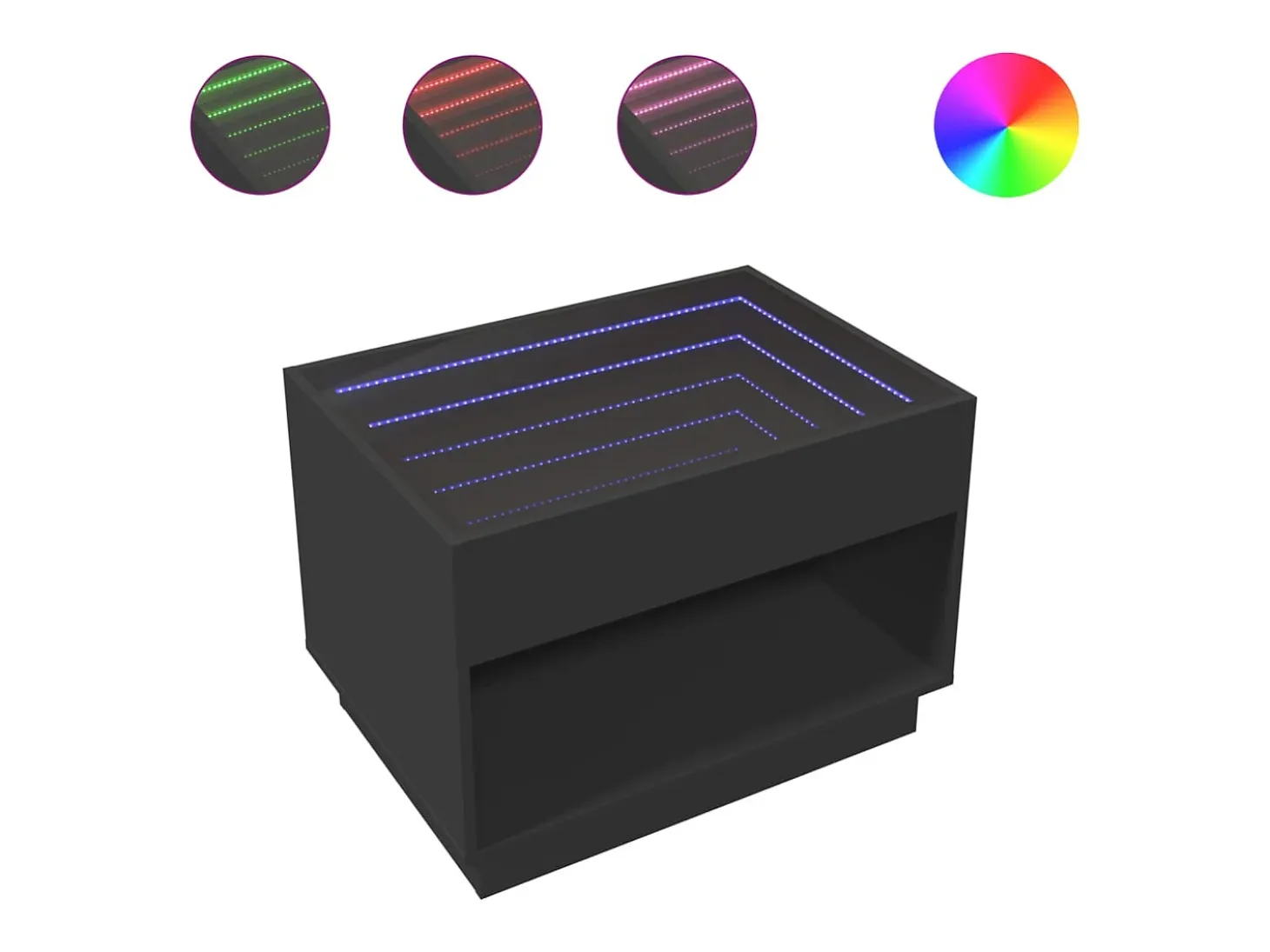 Mesa de centro con Infinity LED negro 70x50x50 cm