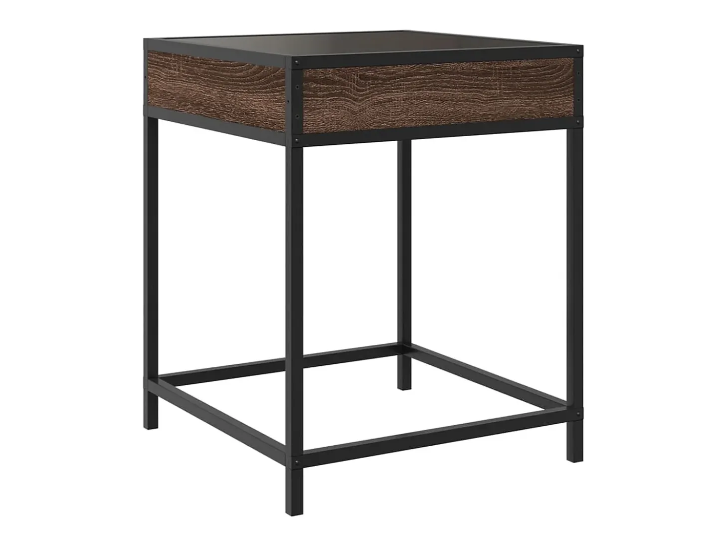 Mesa de centro con Infinity LED marrón roble 40x40x51 cm