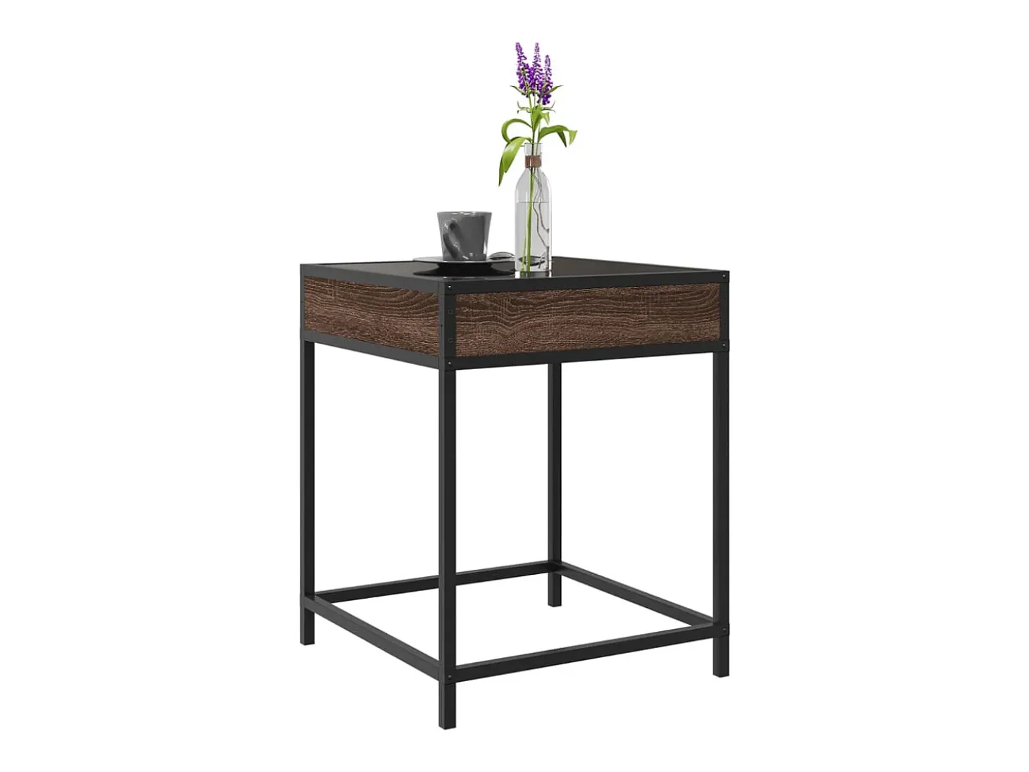 Mesa de centro con Infinity LED marrón roble 40x40x51 cm