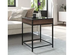 Mesa de centro con Infinity LED marrón roble 40x40x51 cm