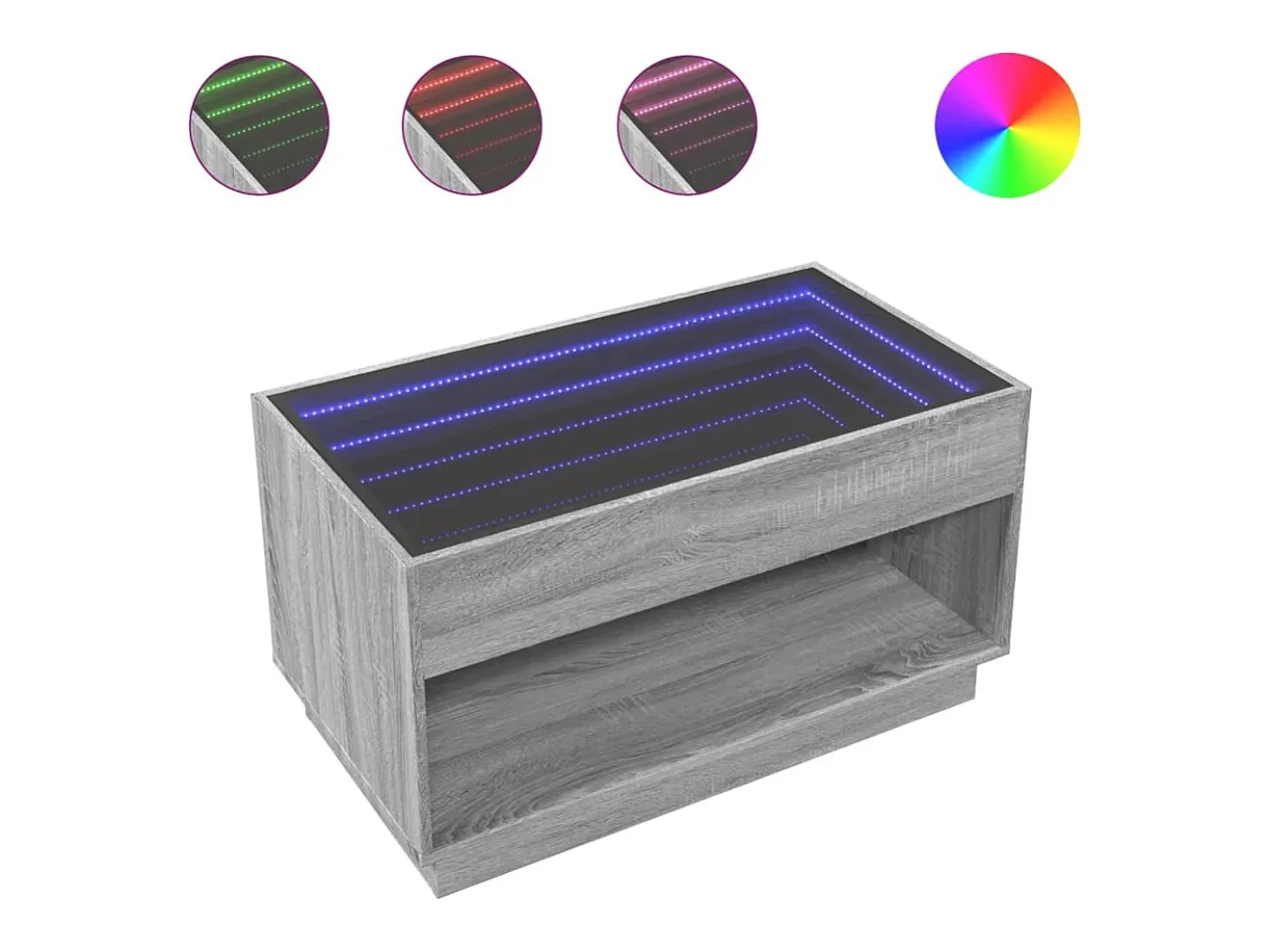 Mesa de centro con Infinity LED gris Sonoma 90x50x50 cm