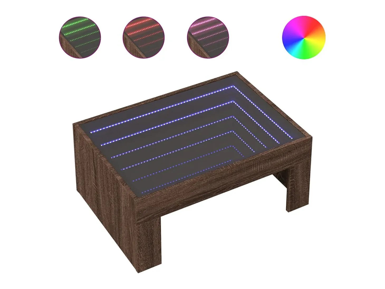 Mesa de centro con Infinity LED marrón roble 70x50x30 cm