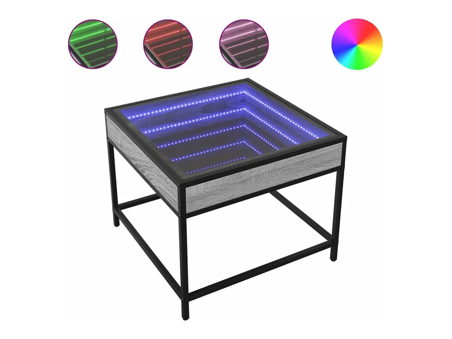 Mesa de centro con Infinity LED gris Sonoma 50x50x41 cm