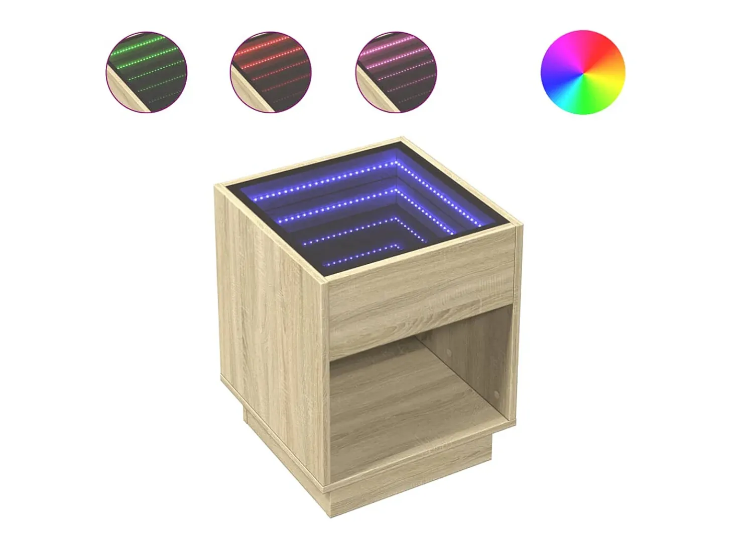 Mesa de centro con Infinity LED roble Sonoma 40x40x50 cm