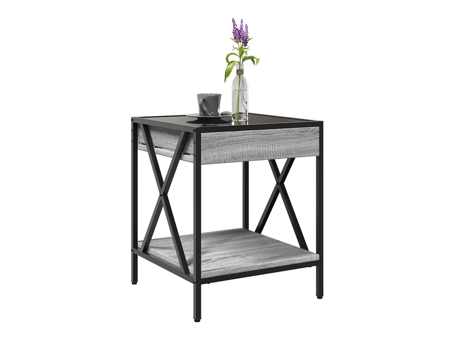Mesa de centro con Infinity LED gris Sonoma 40x40x49 cm