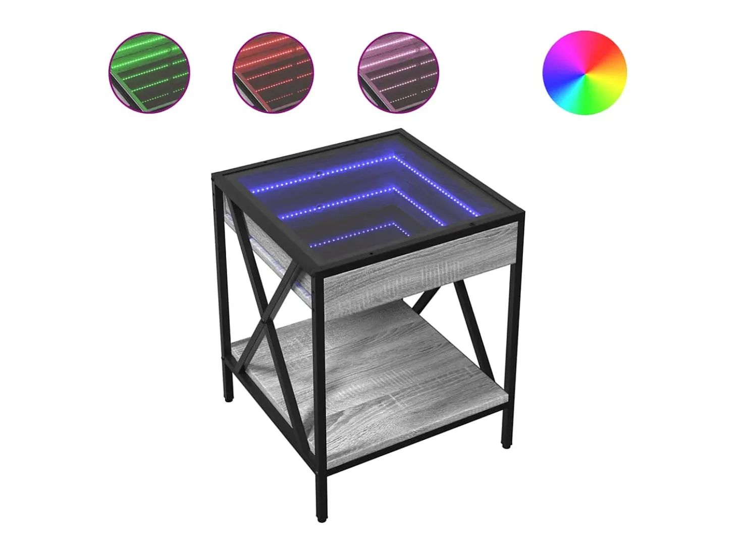 Mesa de centro con Infinity LED gris Sonoma 40x40x49 cm