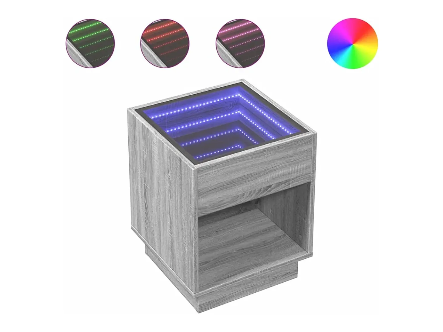 Mesa de centro con Infinity LED gris Sonoma 40x40x50 cm