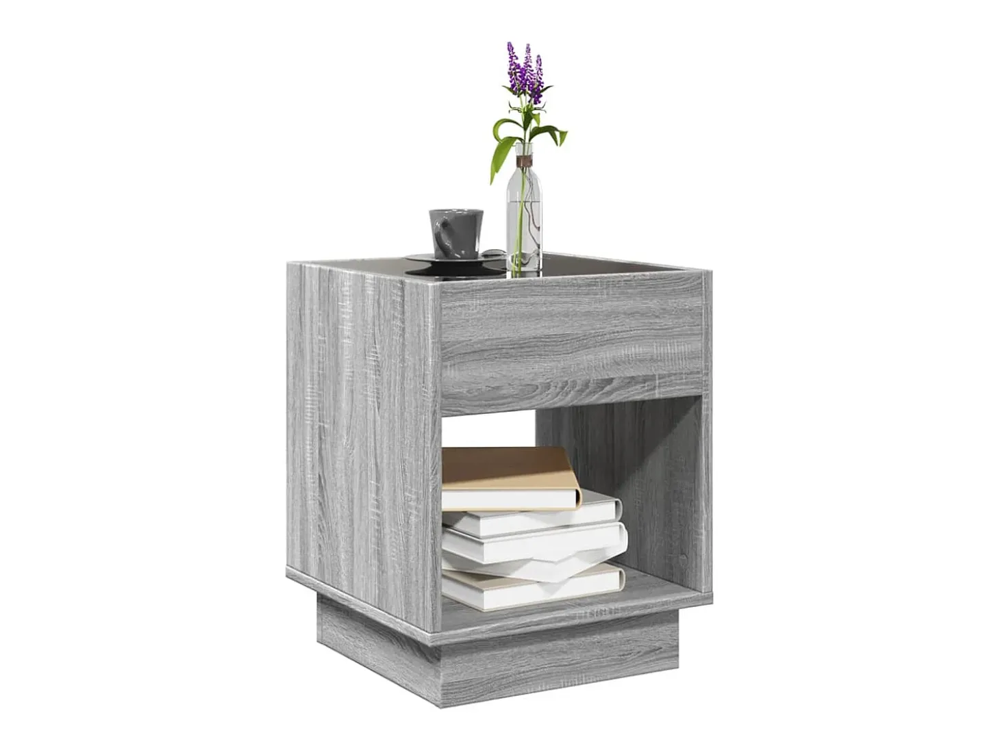 Mesa de centro con Infinity LED gris Sonoma 40x40x50 cm