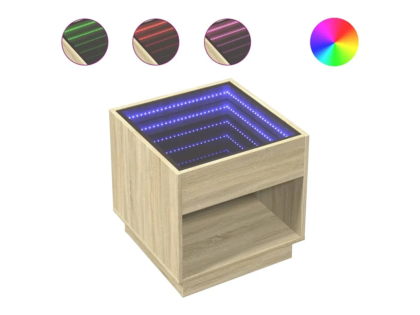 Mesa de centro con Infinity LED roble Sonoma 50x50x50 cm
