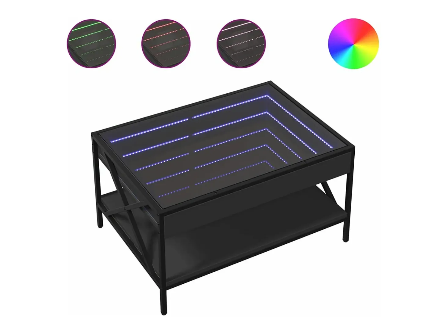 Mesa de centro con Infinity LED negro 70x50x38 cm