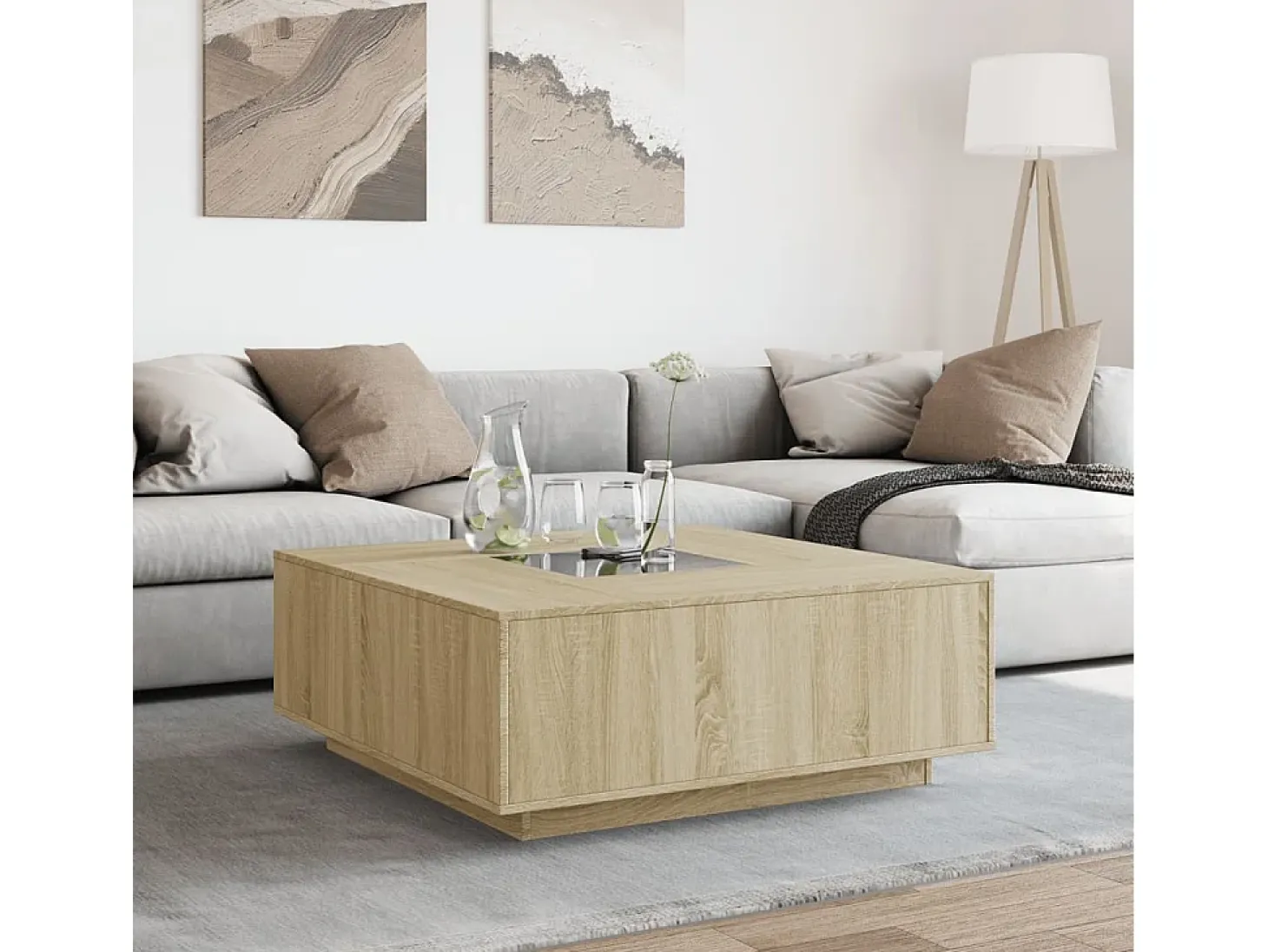 Mesa de centro con Infinity LED roble Sonoma 100x100x40 cm