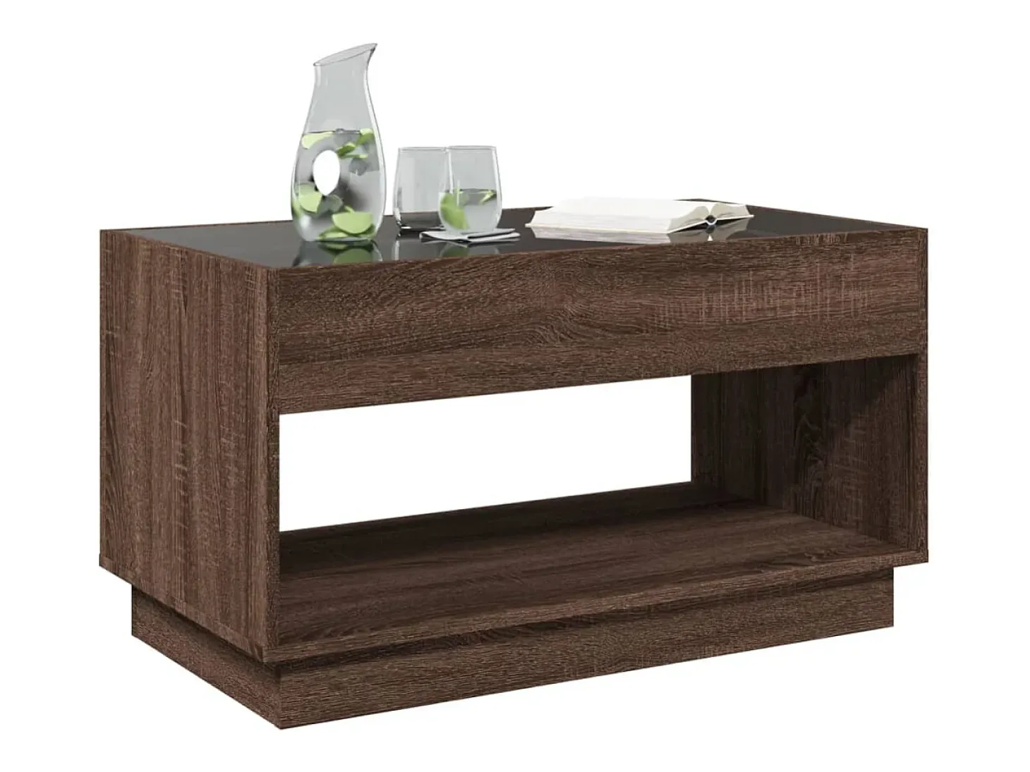 Mesa de centro con Infinity LED marrón roble 90x50x50 cm