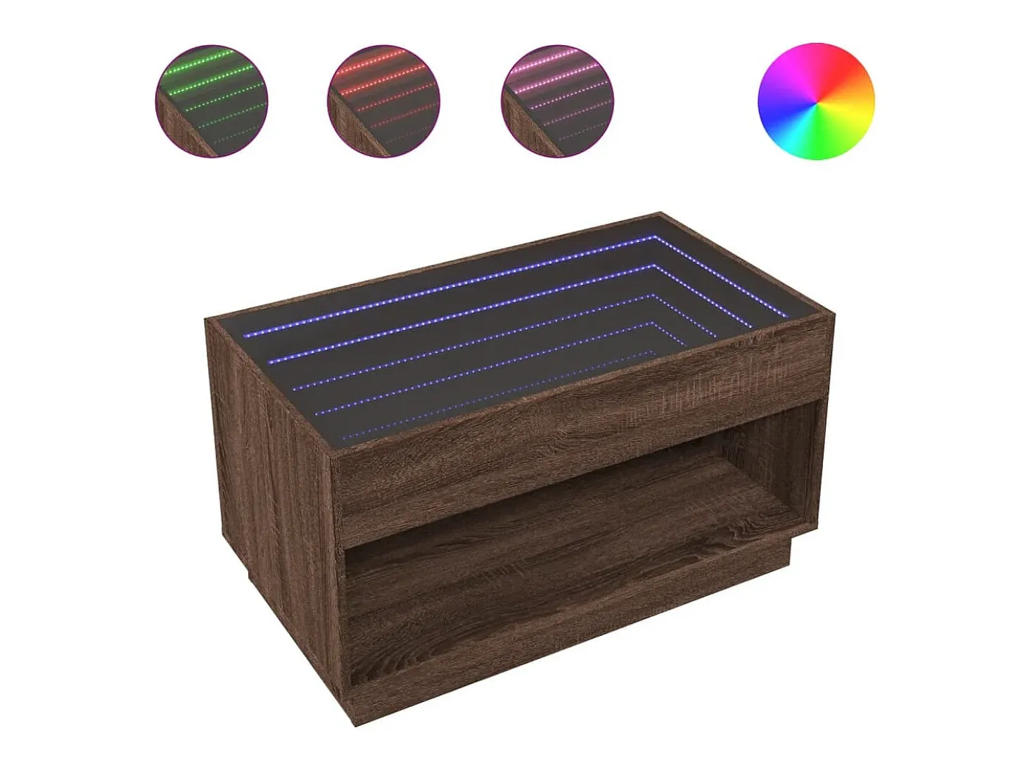 Mesa de centro con Infinity LED marrón roble 90x50x50 cm