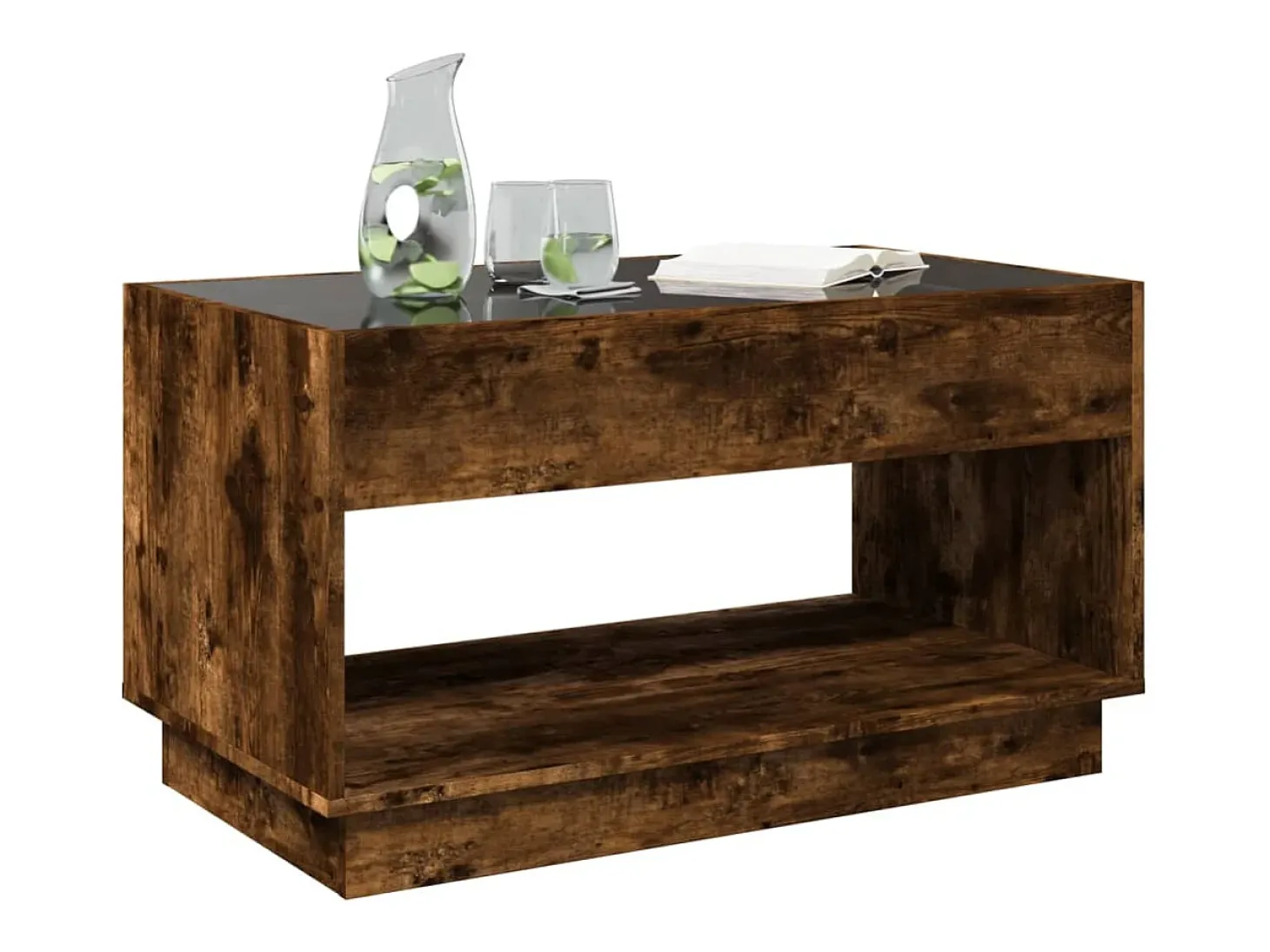 Mesa de centro con Infinity LED roble ahumado 90x50x50 cm