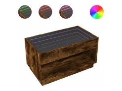 Mesa de centro con Infinity LED roble ahumado 90x50x50 cm