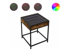 Mesa de centro con Infinity LED roble ahumado 40x40x51 cm