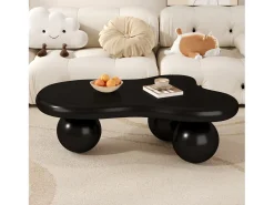 Mesa de centro con LED - 95 x 62,5 x 32 cm - diseño en forma de nube y patas redondas - negro puro