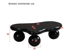Mesa de centro con LED - 95 x 62,5 x 32 cm - diseño en forma de nube y patas redondas - negro puro