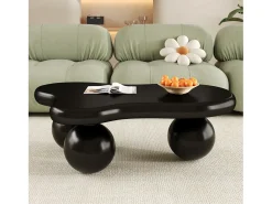 Mesa de centro con LED - 95 x 62,5 x 32 cm - diseño en forma de nube y patas redondas - negro puro