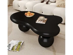 Mesa de centro con LED - 95 x 62,5 x 32 cm - diseño en forma de nube y patas redondas - negro puro