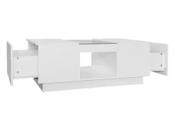 Mesa de centro con LED - 2 cajones y 1 compartimento abierto - Blanco
