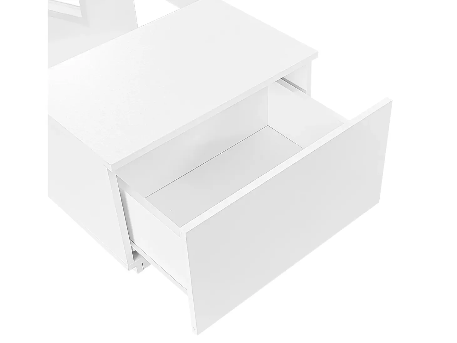 Mesa de centro con LED - 2 cajones y 1 compartimento abierto - Blanco