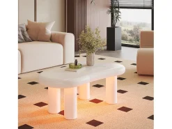 Mesa de centro con LED - 98 x 65,5 x 40 cm - con 1 cajón - forma de nube - MDF - blanco