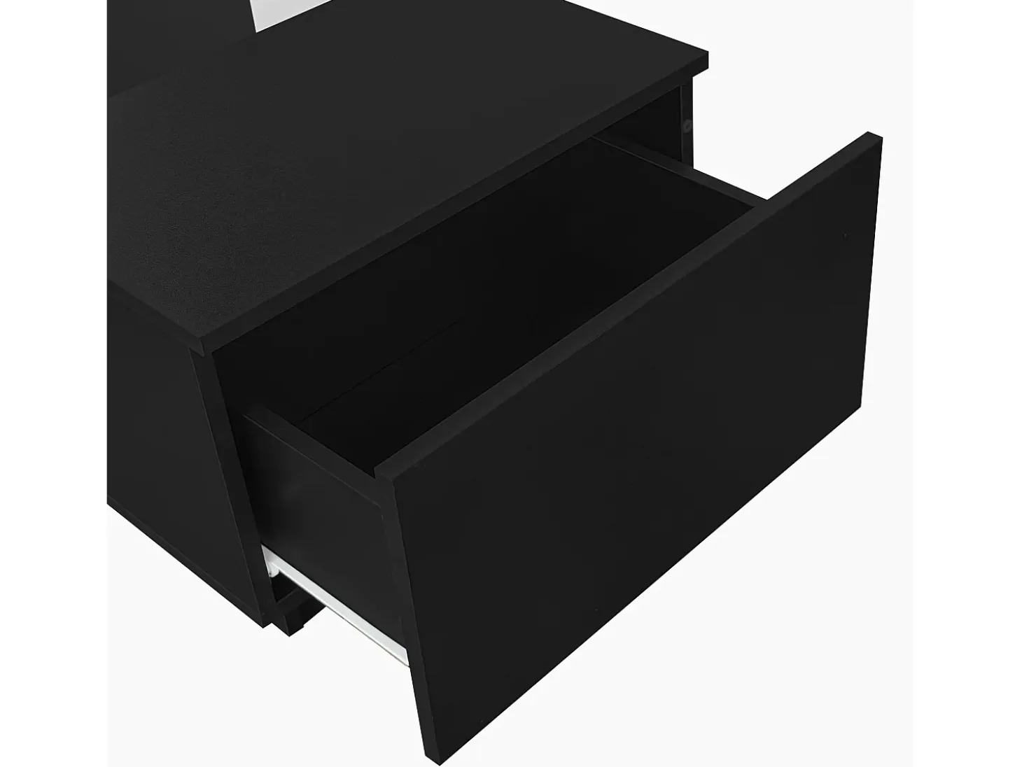 Mesa de centro con LED - 2 cajones y 1 compartimento abierto - Negro