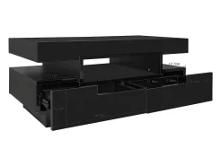 Mesa de centro con LED - acabado brillante - 4 cajones delanteros y traseros - Negro