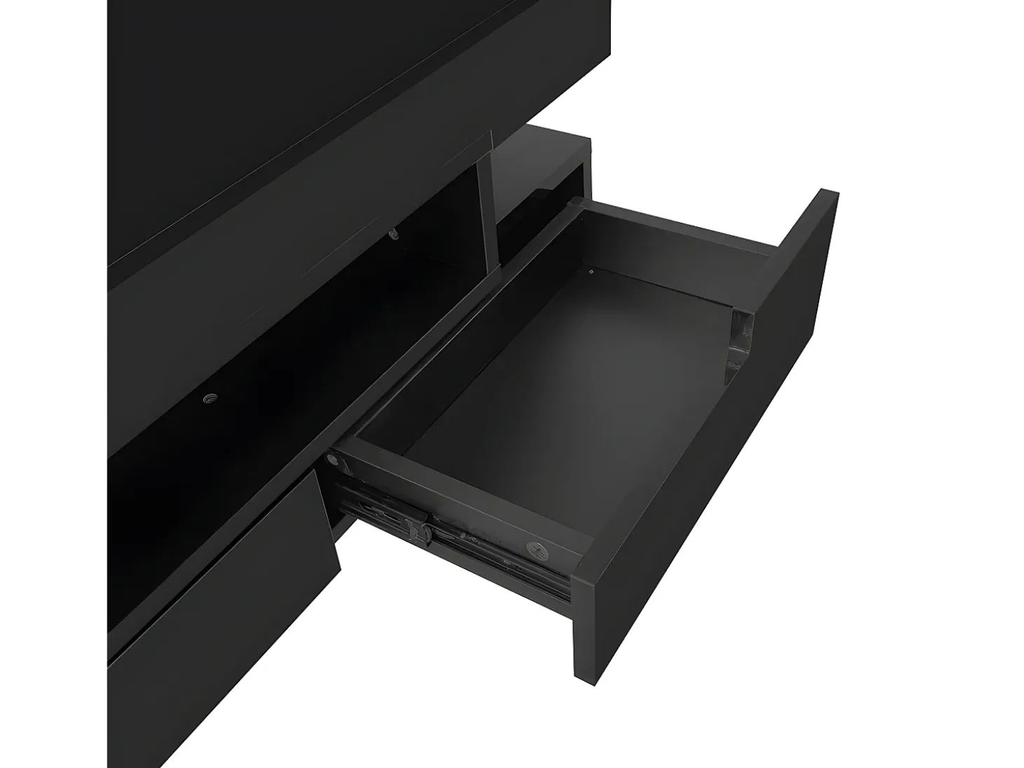 Mesa de centro con LED - acabado brillante - 4 cajones delanteros y traseros - Negro