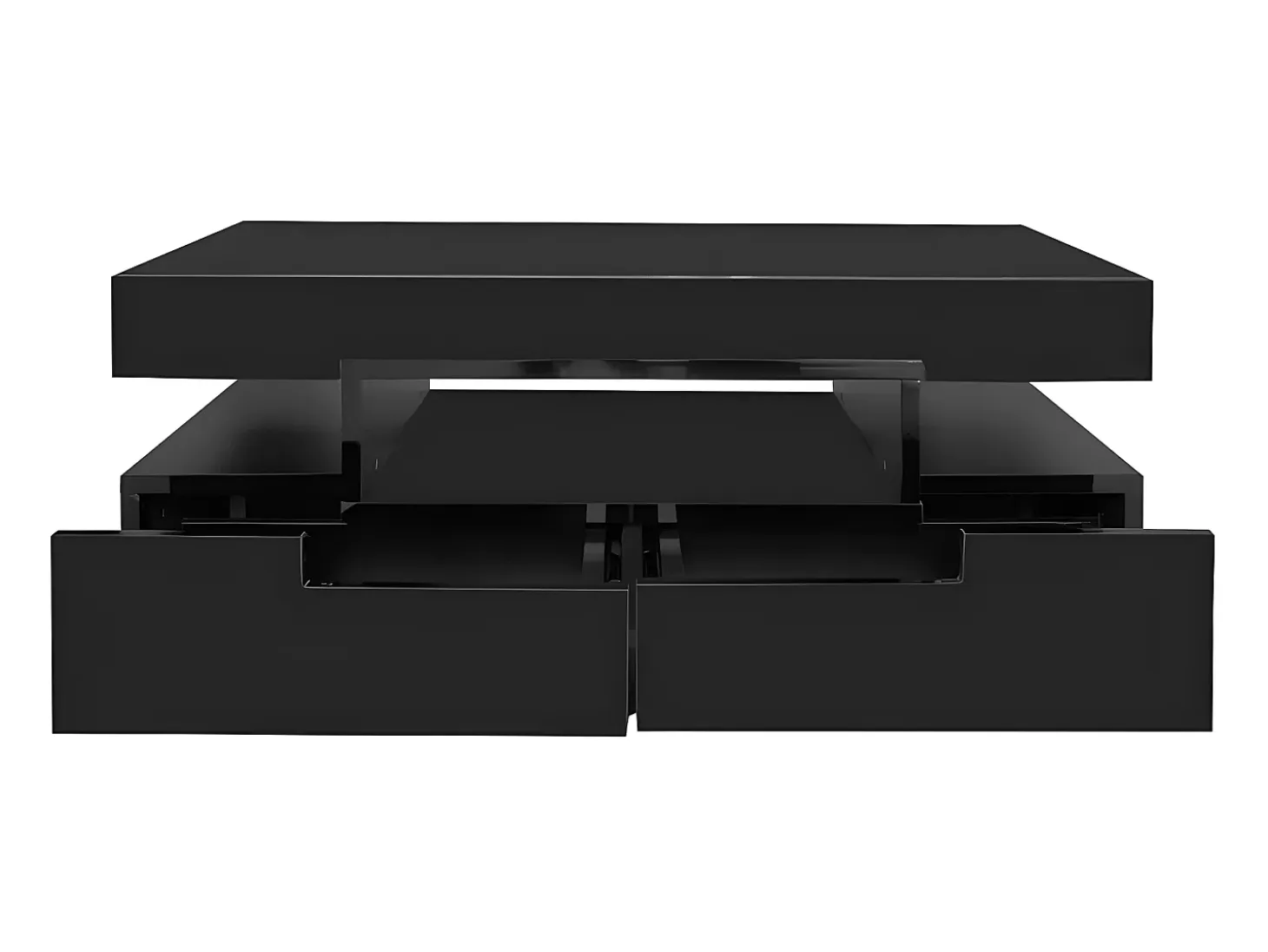 Mesa de centro con LED - acabado brillante - 4 cajones delanteros y traseros - Negro