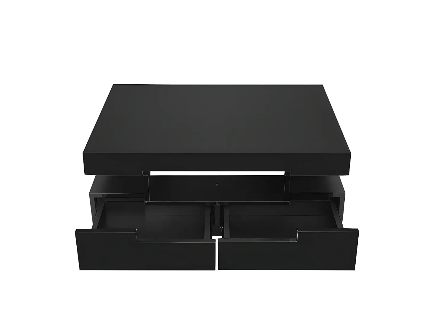 Mesa de centro con LED - acabado brillante - 4 cajones delanteros y traseros - Negro