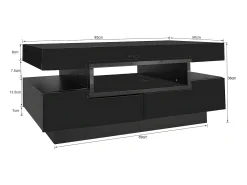 Mesa de centro con LED - acabado brillante - 4 cajones delanteros y traseros - Negro